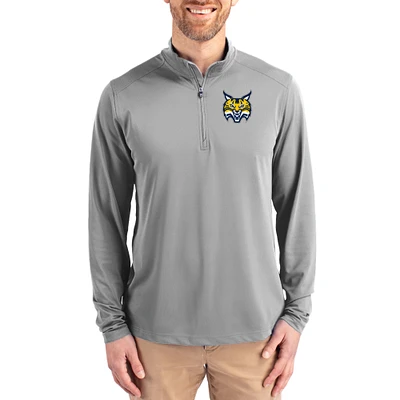 Men's Cutter & Buck  Gray Quinnipiac Bobcats Virtue DryTec Quarter-Zip Pullover