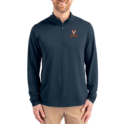 Men's Cutter & Buck  Navy Virginia Cavaliers Virtue DryTec Quarter-Zip Pullover
