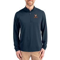 Men's Cutter & Buck  Navy Virginia Cavaliers Virtue DryTec Quarter-Zip Pullover