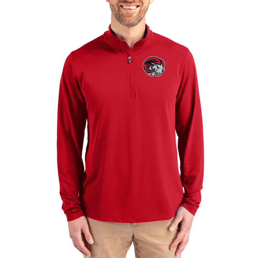 Men's Cutter & Buck Red Winston-Salem State Rams Virtue DryTec Quarter-Zip Pullover