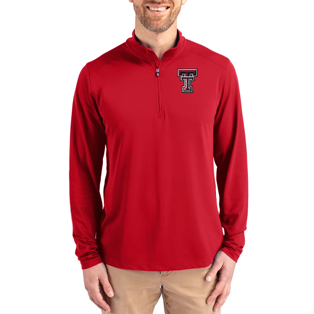 Men's Cutter & Buck Red Texas Tech Raiders Virtue DryTec Quarter-Zip Pullover