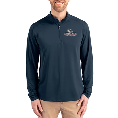 Men's Cutter & Buck  Navy Gonzaga Bulldogs Virtue DryTec Quarter-Zip Pullover