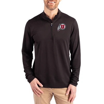 Men's Cutter & Buck  Black Utah Utes Virtue DryTec Quarter-Zip Pullover