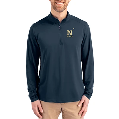 Men's Cutter & Buck Navy Midshipmen Virtue DryTec Quarter-Zip Pullover