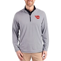Men's Cutter & Buck  Navy Dayton Flyers Virtue Micro Stripe DryTec Quarter-Zip Pullover