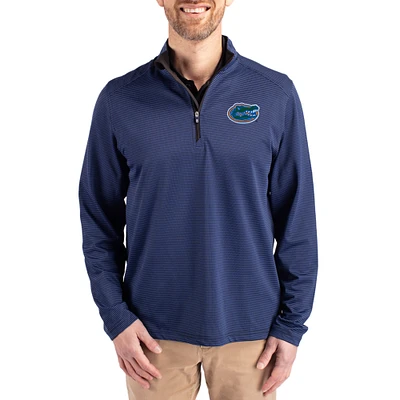 Men's Cutter & Buck Florida Gators Virtue Micro Stripe DryTec Quarter-Zip Pullover