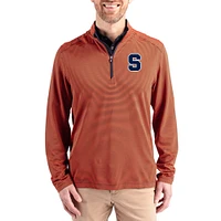 Men's Cutter & Buck  Orange Syracuse Virtue Micro Stripe DryTec Quarter-Zip Pullover