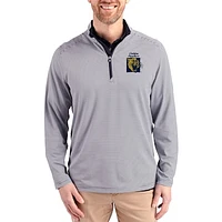 Men's Cutter & Buck  Navy FIU Panthers Virtue Micro Stripe DryTec Quarter-Zip Pullover