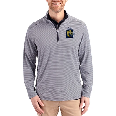 Men's Cutter & Buck  Navy FIU Panthers Virtue Micro Stripe DryTec Quarter-Zip Pullover