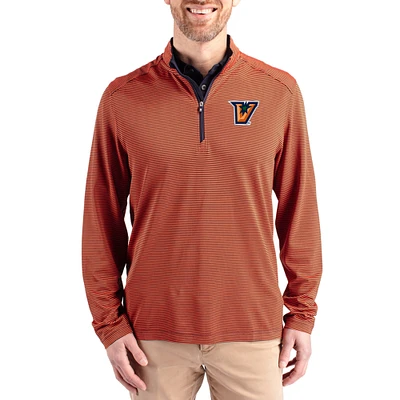 Men's Cutter & Buck  Orange Texas-Rio Grande Valley Vaqueros Virtue Micro Stripe DryTec Quarter-Zip Pullover