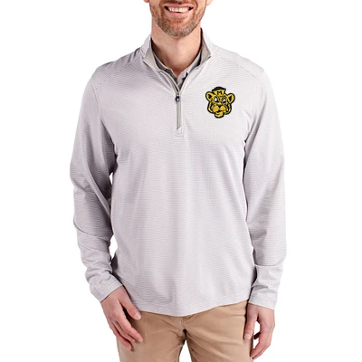 Men's Cutter & Buck  Gray Missouri Tigers Virtue Micro Stripe DryTec Quarter-Zip Pullover