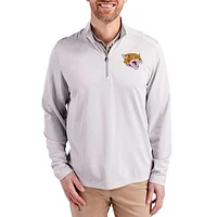 Men's Cutter & Buck  Gray Bethune-Cookman Wildcats Virtue Micro Stripe DryTec Quarter-Zip Pullover