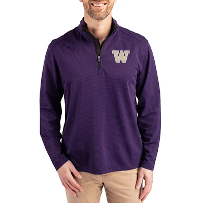 Men's Cutter & Buck Washington Huskies Virtue Micro Stripe DryTec Quarter-Zip Pullover