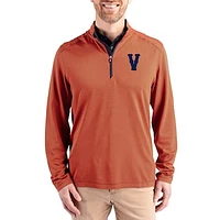Men's Cutter & Buck  Orange Virginia Cavaliers Virtue Micro Stripe DryTec Quarter-Zip Pullover