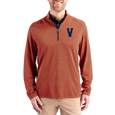 Men's Cutter & Buck  Orange Virginia Cavaliers Virtue Micro Stripe DryTec Quarter-Zip Pullover