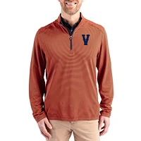 Men's Cutter & Buck  Orange Virginia Cavaliers Virtue Micro Stripe DryTec Quarter-Zip Pullover