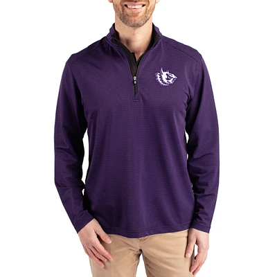 Men's Cutter & Buck TCU Horned Frogs Virtue Micro Stripe DryTec Quarter-Zip Pullover