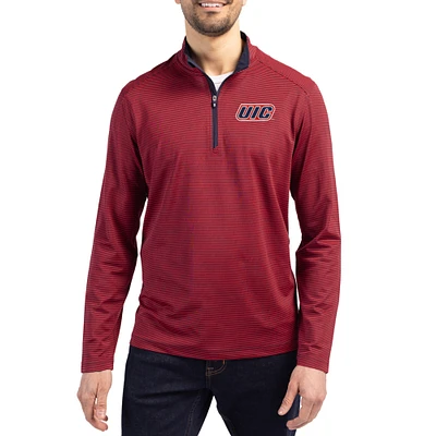 Men's Cutter & Buck UIC Flames Virtue Micro Stripe DryTec Quarter-Zip Pullover