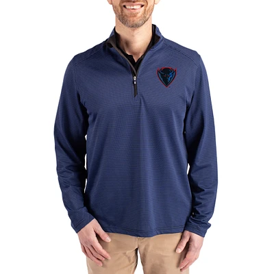 Men's Cutter & Buck  Blue DePaul Demons Virtue Micro Stripe DryTec Quarter-Zip Pullover