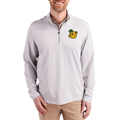 Men's Cutter & Buck  Gray Baylor Bears Virtue Micro Stripe DryTec Quarter-Zip Pullover