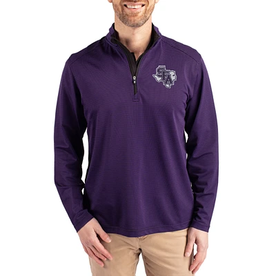 Men's Cutter & Buck Stephen F Austin Lumberjacks Virtue Micro Stripe DryTec Quarter-Zip Pullover