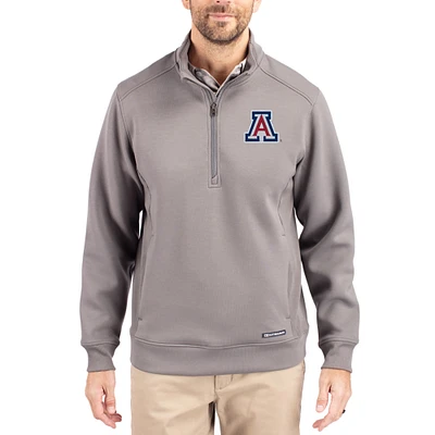 Men's Cutter & Buck  Gray Arizona Wildcats Roam Eco Recycled Quarter-Zip Pullover