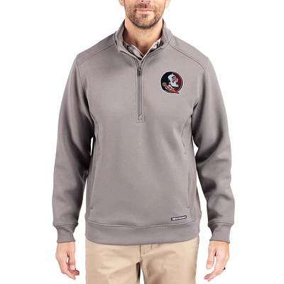 Men's Cutter & Buck  Gray Florida State Seminoles Roam Eco Recycled Quarter-Zip Pullover