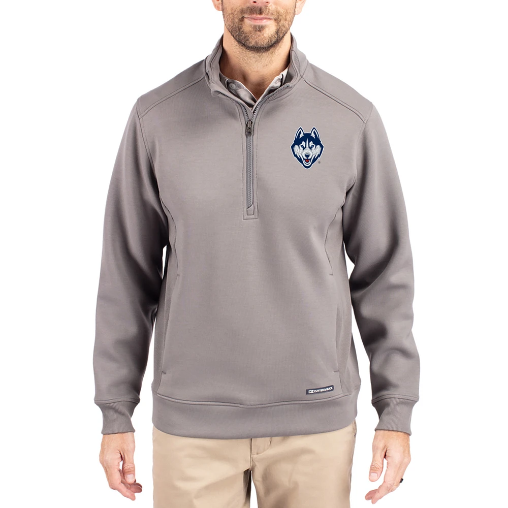 Men's Cutter & Buck Gray UConn Huskies Roam Eco Recycled Quarter-Zip Pullover