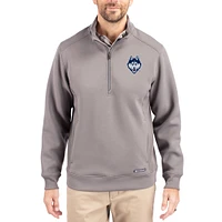 Men's Cutter & Buck  Gray UConn Huskies Roam Eco Recycled Quarter-Zip Pullover