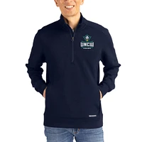 Men's Cutter & Buck  Navy UNC Wilmington Seahawks Roam Eco Recycled Quarter-Zip Pullover