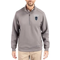 Men's Cutter & Buck  Gray Howard Bison Roam Eco Recycled Quarter-Zip Pullover