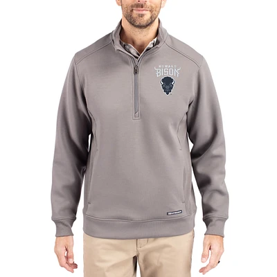 Men's Cutter & Buck  Gray Howard Bison Roam Eco Recycled Quarter-Zip Pullover