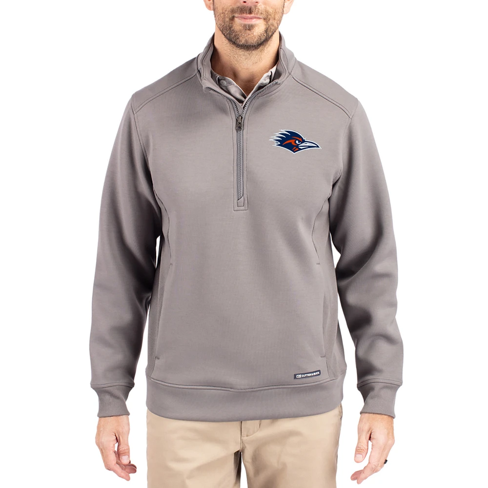 Men's Cutter & Buck Gray UTSA Roadrunners Roam Eco Recycled Quarter-Zip Pullover