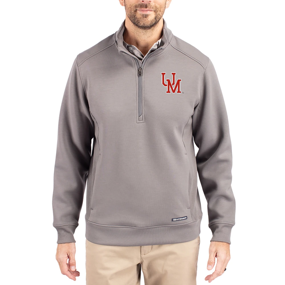Men's Cutter & Buck  Gray Ole Miss Rebels Roam Eco Recycled Quarter-Zip Pullover
