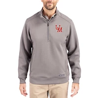 Men's Cutter & Buck  Gray Ole Miss Rebels Roam Eco Recycled Quarter-Zip Pullover