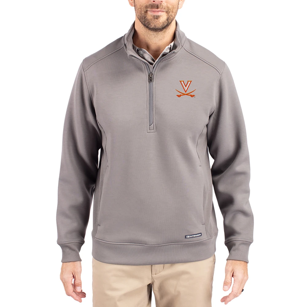 Men's Cutter & Buck Gray Virginia Cavaliers Roam Eco Recycled Quarter-Zip Pullover