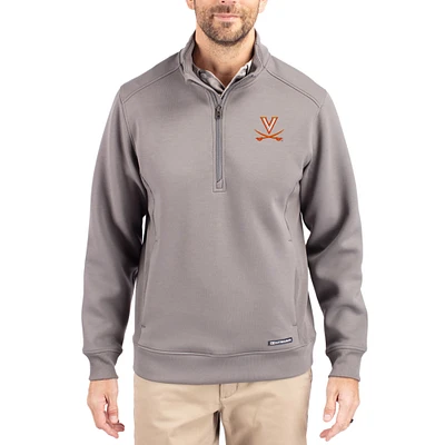 Men's Cutter & Buck  Gray Virginia Cavaliers Roam Eco Recycled Quarter-Zip Pullover