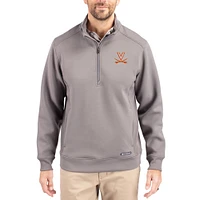 Men's Cutter & Buck  Gray Virginia Cavaliers Roam Eco Recycled Quarter-Zip Pullover