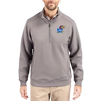 Men's Cutter & Buck Kansas Jayhawks Roam Eco Recycled Quarter-Zip Pullover
