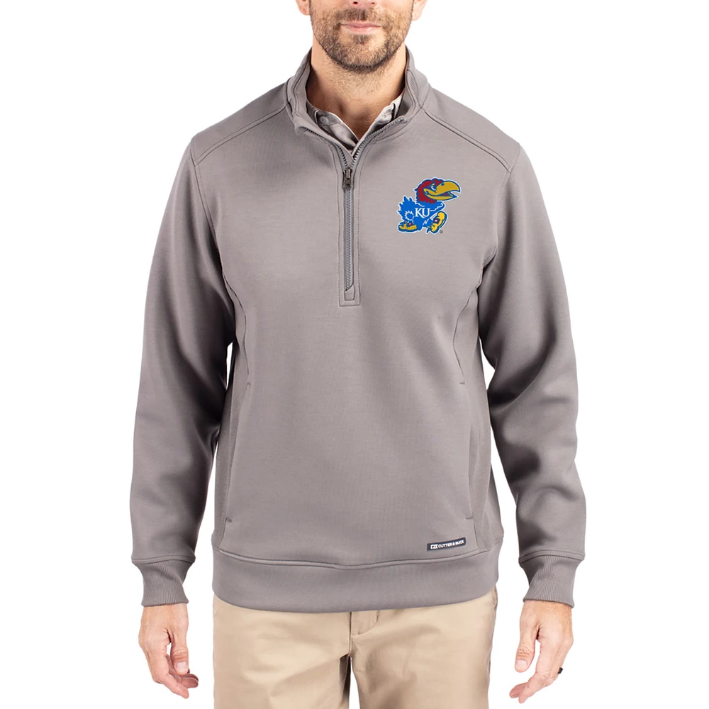 Men's Cutter & Buck Kansas Jayhawks Roam Eco Recycled Quarter-Zip Pullover