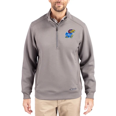 Men's Cutter & Buck Kansas Jayhawks Roam Eco Recycled Quarter-Zip Pullover
