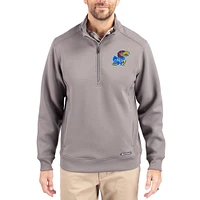 Men's Cutter & Buck Kansas Jayhawks Roam Eco Recycled Quarter-Zip Pullover