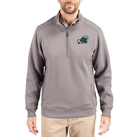 Men's Cutter & Buck  Gray Tulane Green Wave Roam Eco Recycled Quarter-Zip Pullover