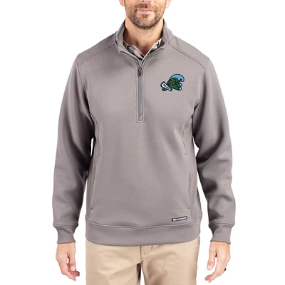 Men's Cutter & Buck  Gray Tulane Green Wave Roam Eco Recycled Quarter-Zip Pullover