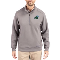 Men's Cutter & Buck  Gray Tulane Green Wave Roam Eco Recycled Quarter-Zip Pullover