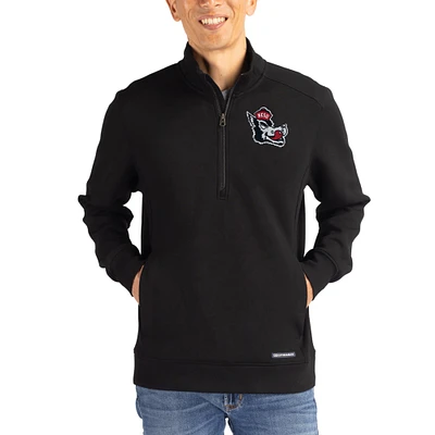 Men's Cutter & Buck  Black NC State Wolfpack Roam Eco Recycled Quarter-Zip Pullover