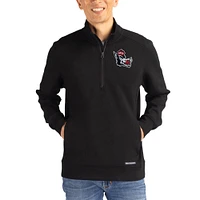 Men's Cutter & Buck  Black NC State Wolfpack Roam Eco Recycled Quarter-Zip Pullover