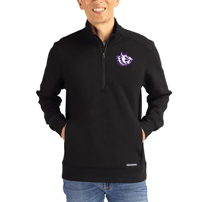 Men's Cutter & Buck  Black TCU Horned Frogs Roam Eco Recycled Quarter-Zip Pullover