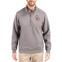 Men's Cutter & Buck  Gray Oklahoma Sooners Roam Eco Recycled Quarter-Zip Pullover