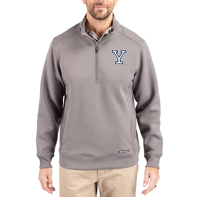 Men's Cutter & Buck  Gray Yale Bulldogs Roam Eco Recycled Quarter-Zip Pullover